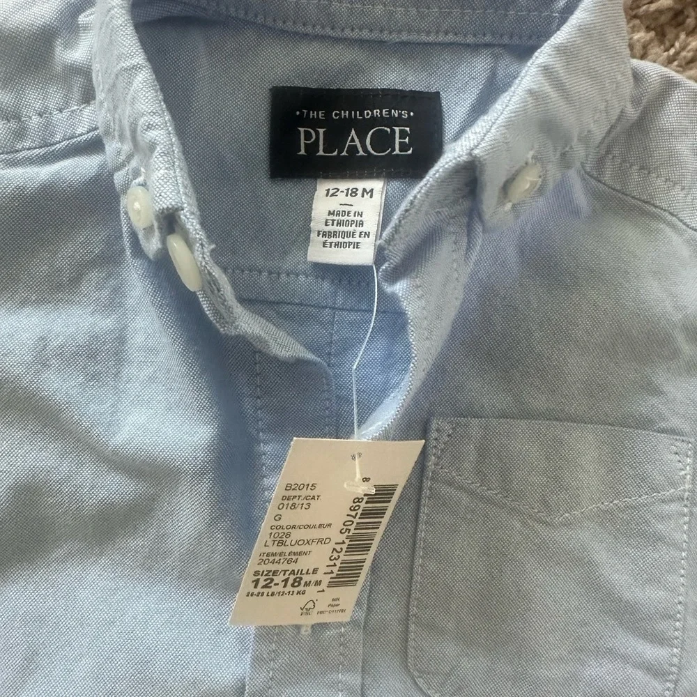 Brand new 12-18 months- The Children's Place Light Blue Button-Down Shirt